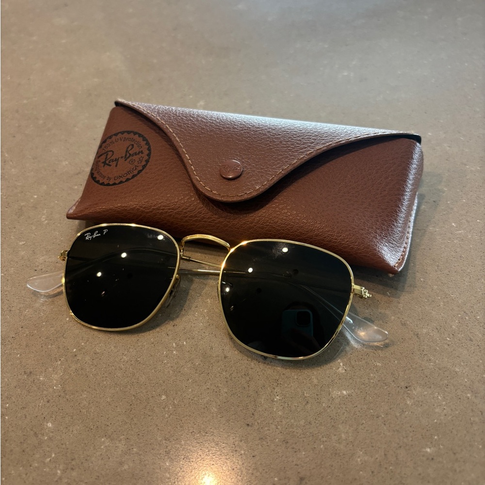 Ray-Ban Gold Frame Sunglasses with Black Lenses (polarized)